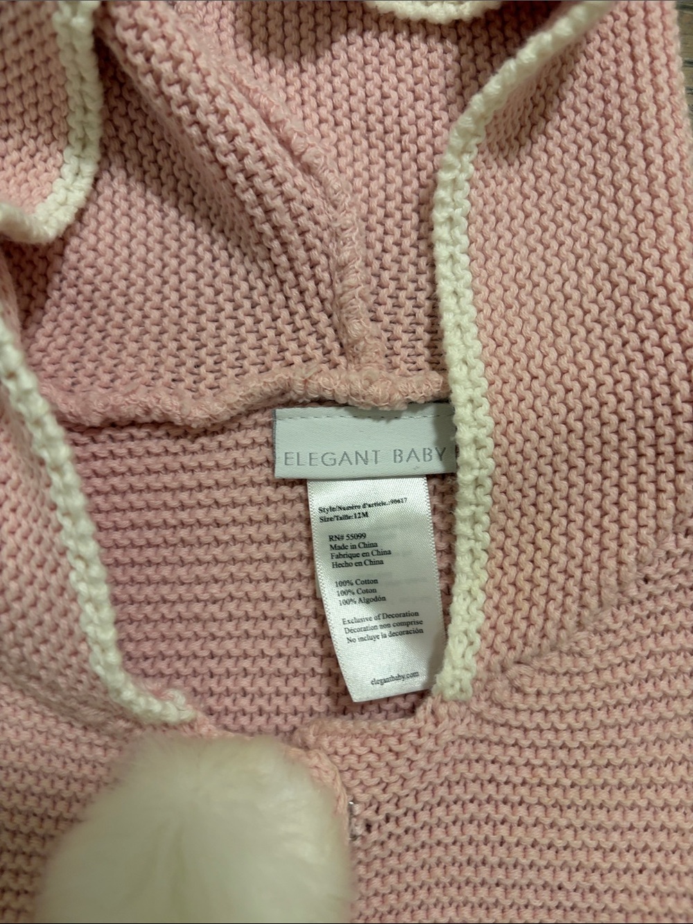 Elegant Baby Pink Hooded Pom-Pom Knit Cardigan 12months GUC - Picture 2 of 6